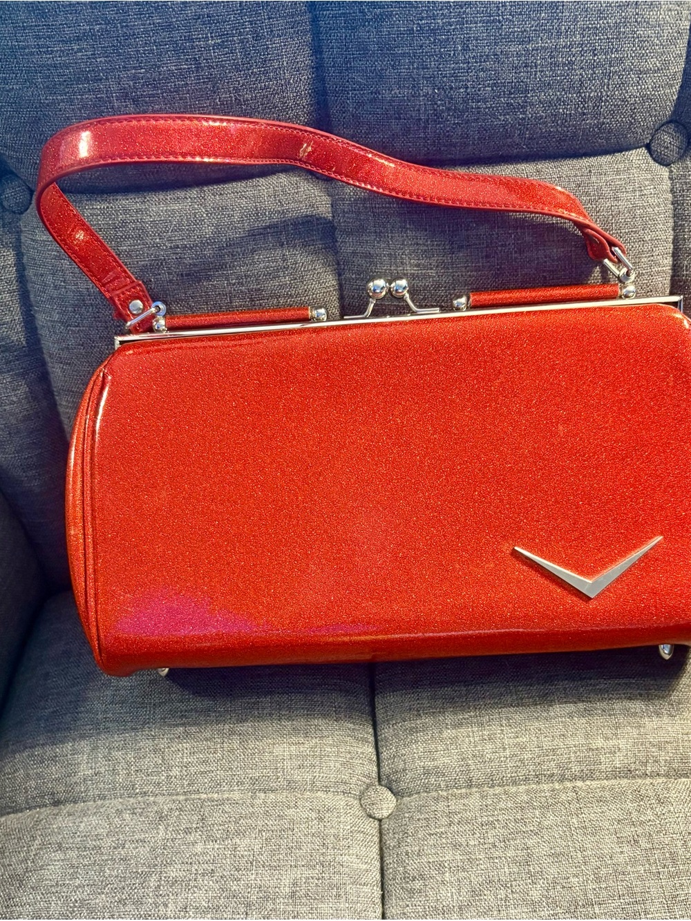 Lux de Ville Red Glitter Kiss-Lock Bag